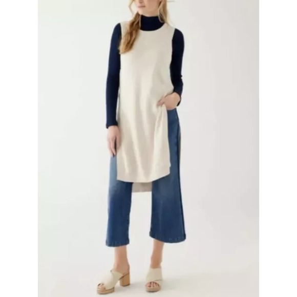 Womens‎ unique Mer Sea Anywear  Open Tunic Sweater Oatmeal  L/XL - Picture 1 of 9